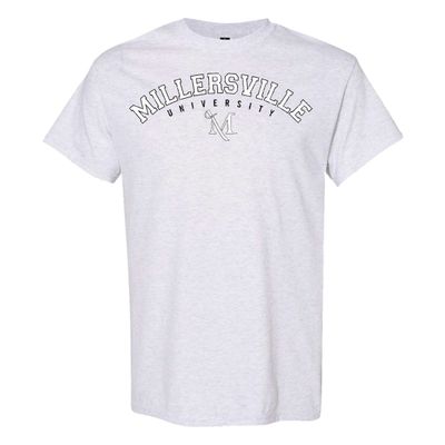 Arched White Ink Millersville Marauders Tee Ash