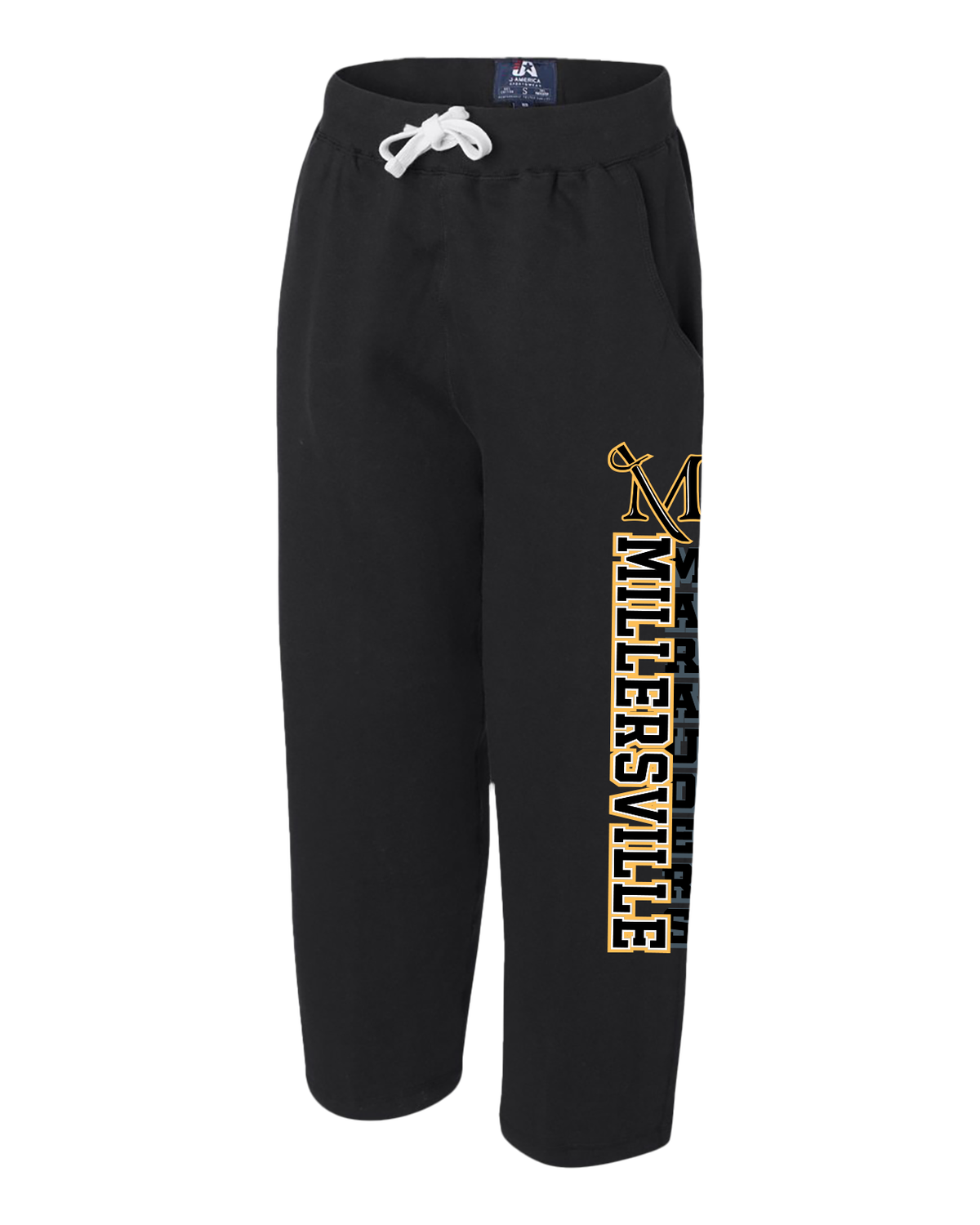 Premium Open Bottom Sweatpants with Marauder Shadow, Color: Black, Size: Small