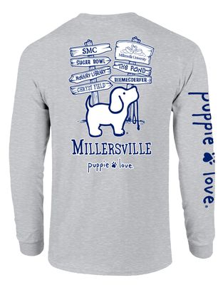Puppie Love Millersville Direction Sign Long Sleeve Tee Oxford Heather