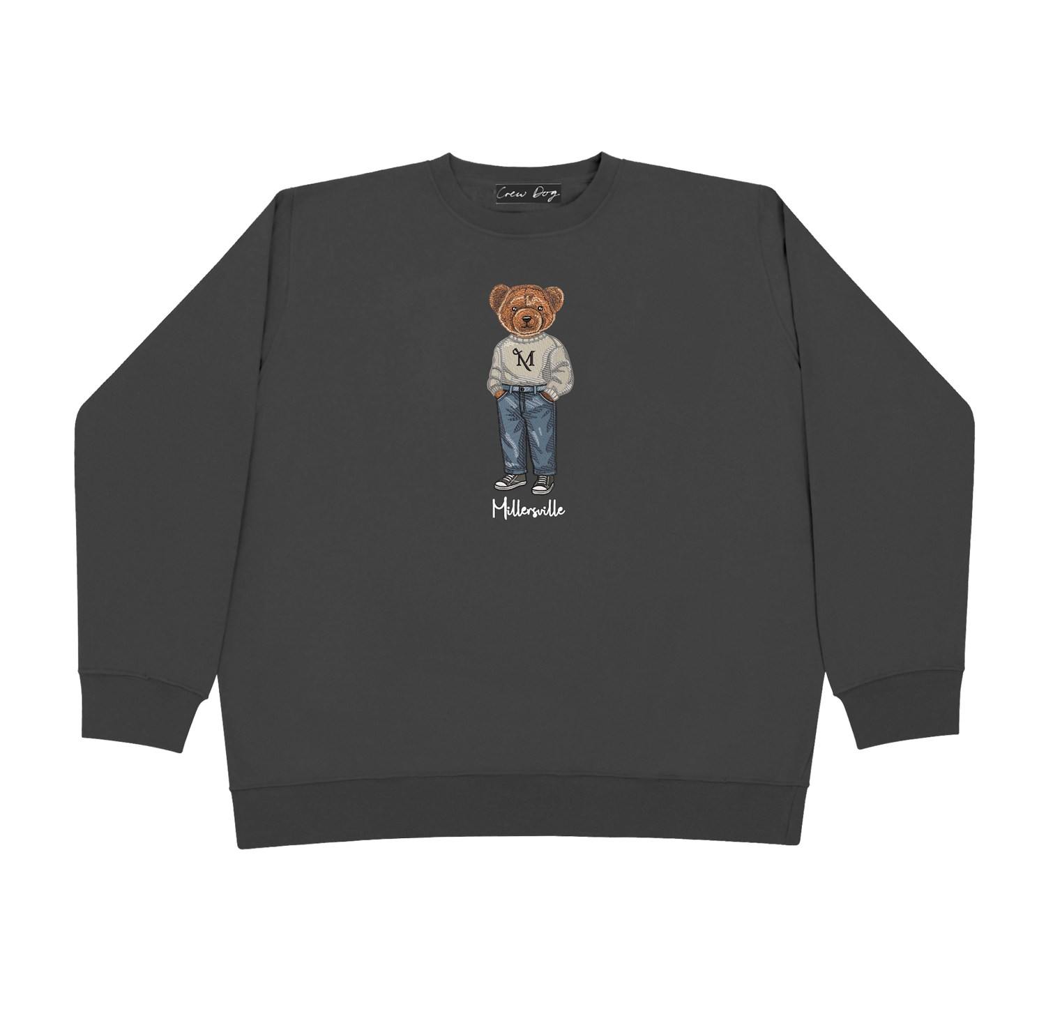 Crew Dog Embroidered Bear Crew Charcoal Heather