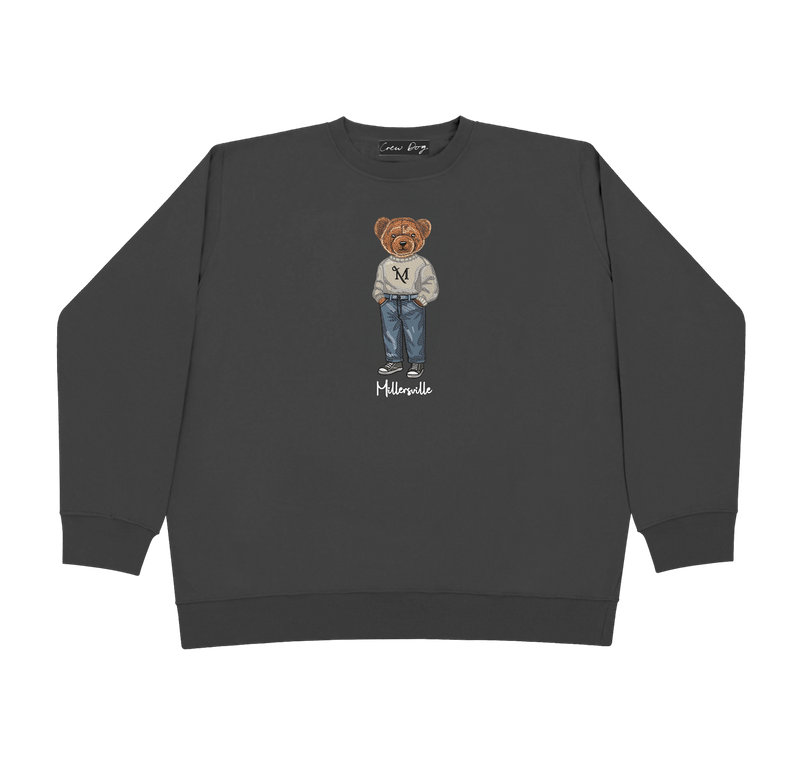 Crew Dog Embroidered Bear Crew Charcoal Heather