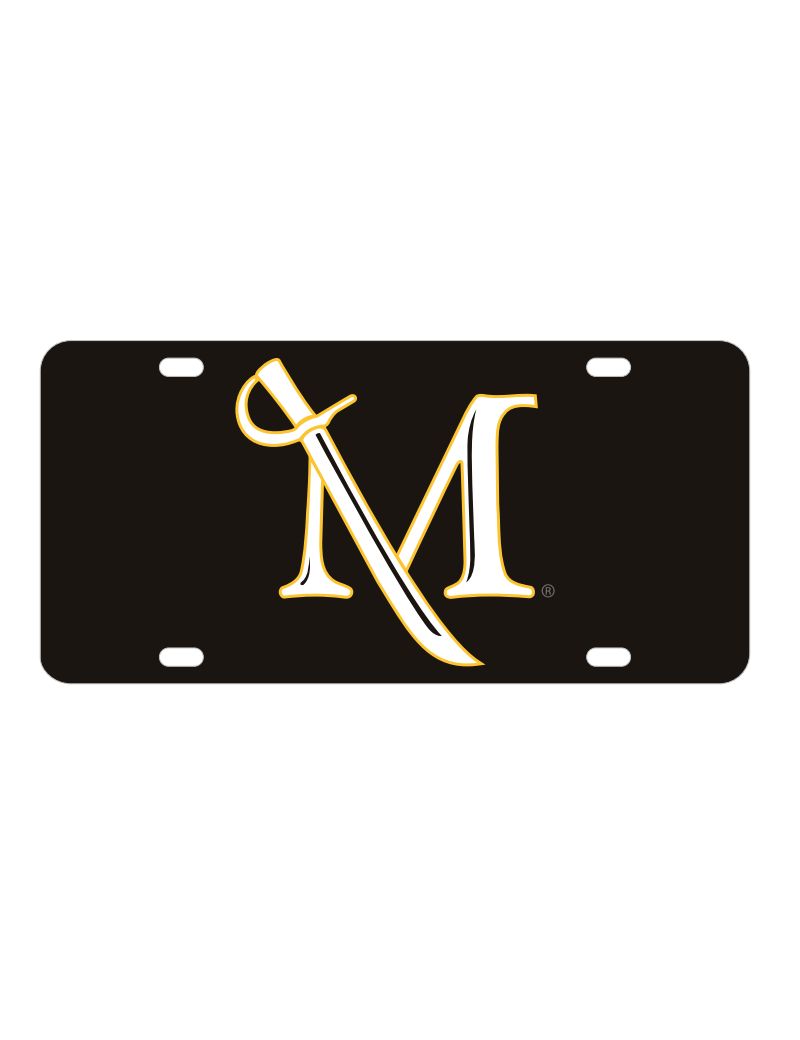Acrylic M Sword Black License Plate