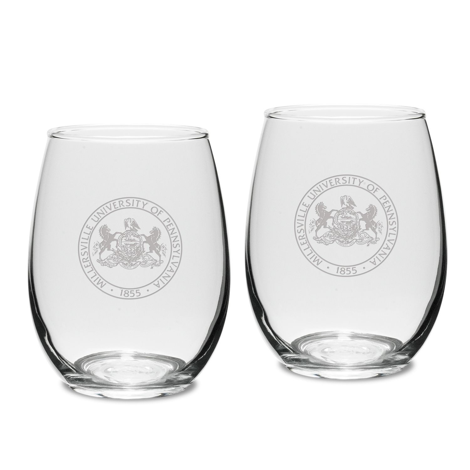 MU Seal 15oz Stemless Wine Glasses Set