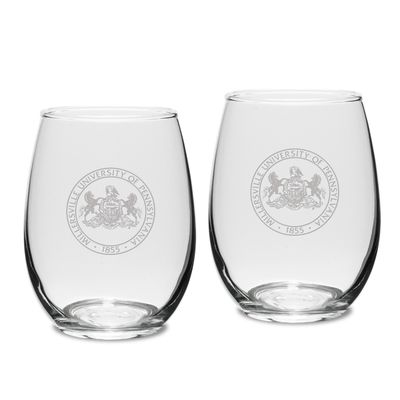 Mu Seal 15oz Stemless Wine Glasses Set