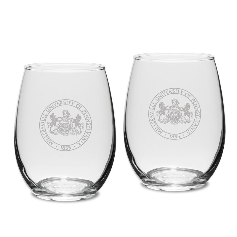 Mu Seal 15oz Stemless Wine Glasses Set