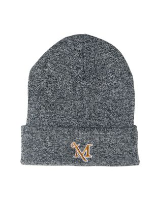 Black Marled Yarn Cuff Beanie