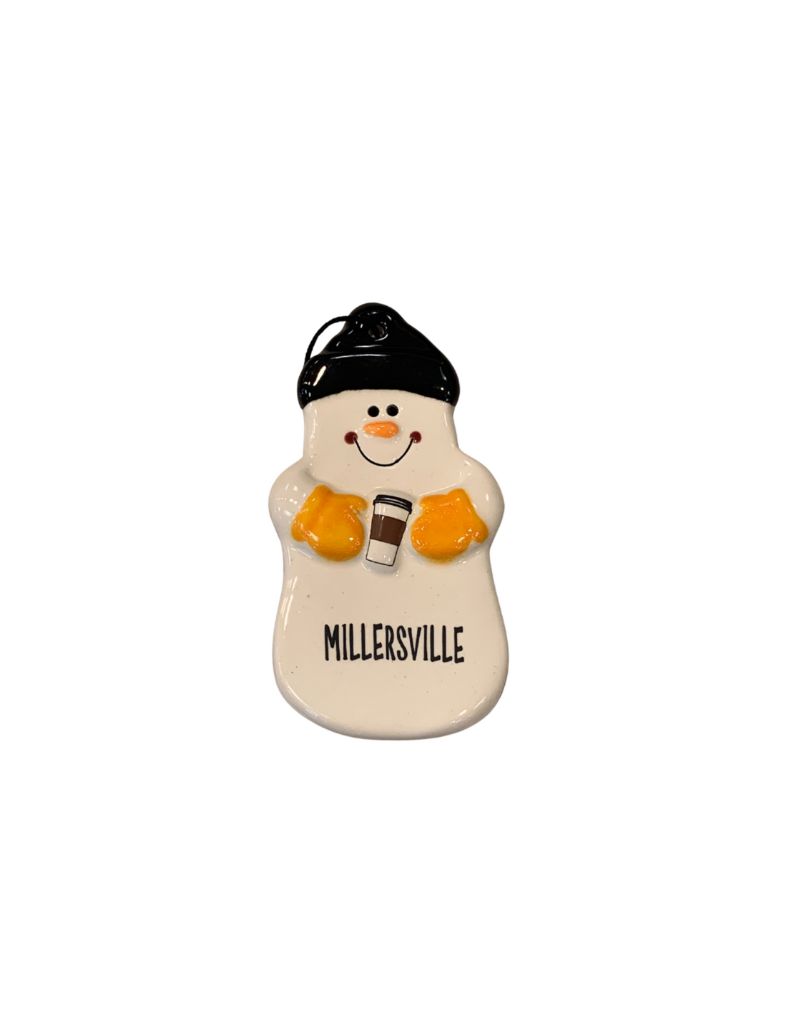 Snowman Coffee Time Ceramic Ornament