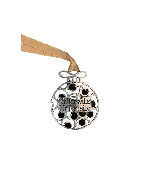 Pewter Ornament with Gold Ribbon