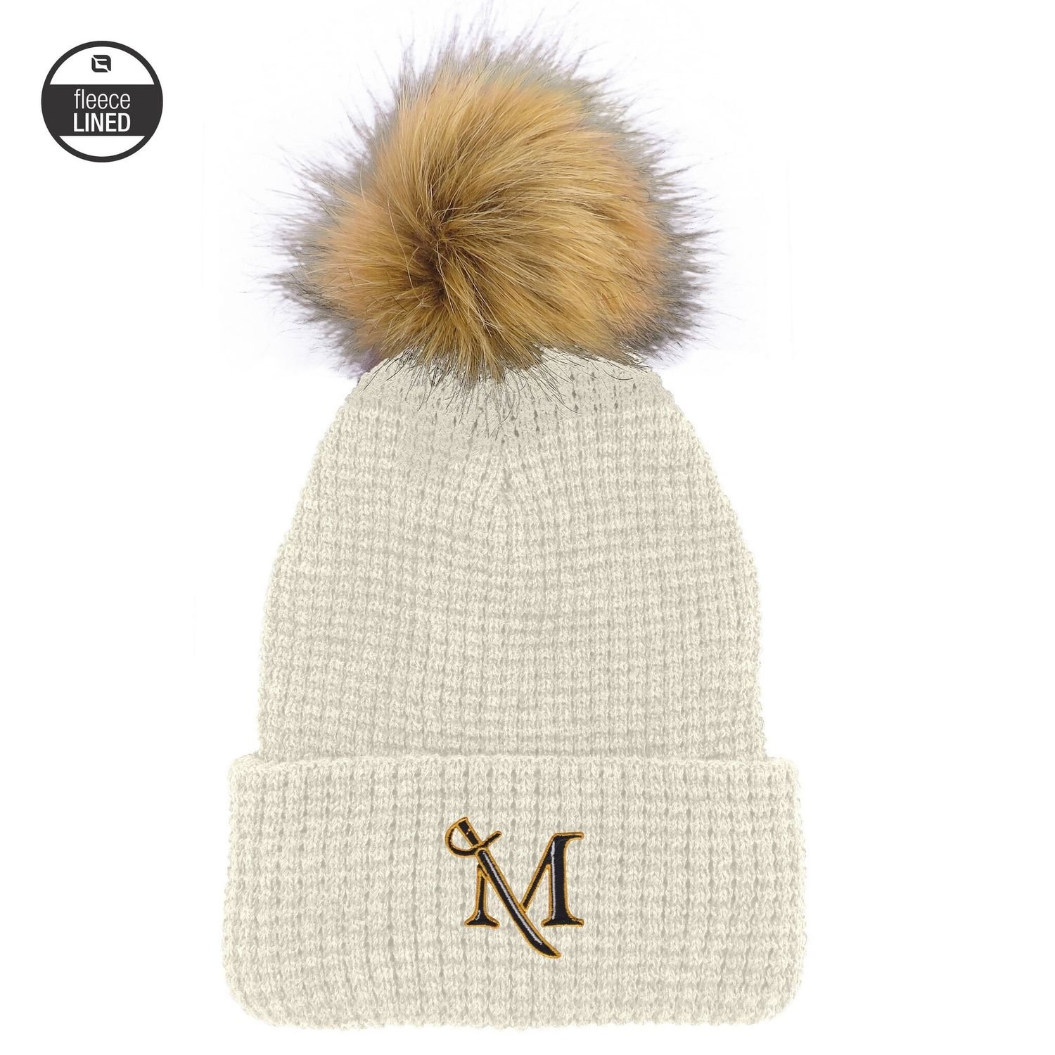 Belgian Knit Beanie with Pom Cream