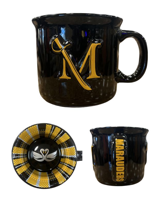 Black and Gold Plaid Big Camper Mug
