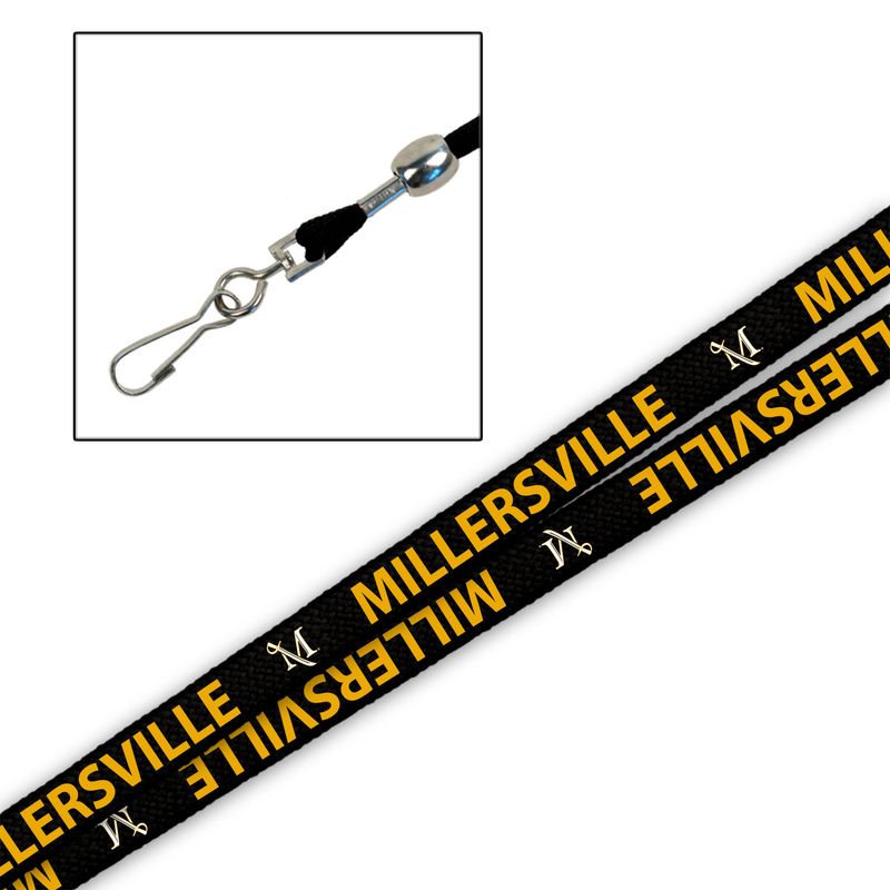 Thin Black Lanyard With Full Color M Sword