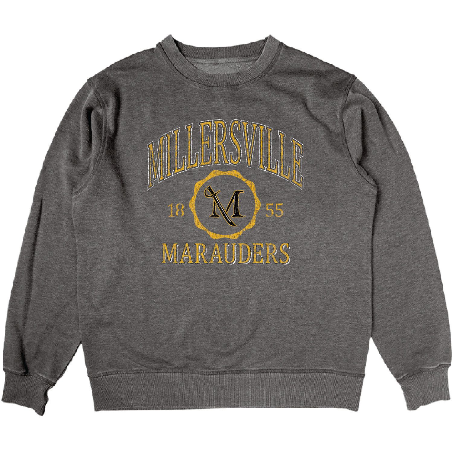 Men's Burnout Wash Fleece Crew Charcoal