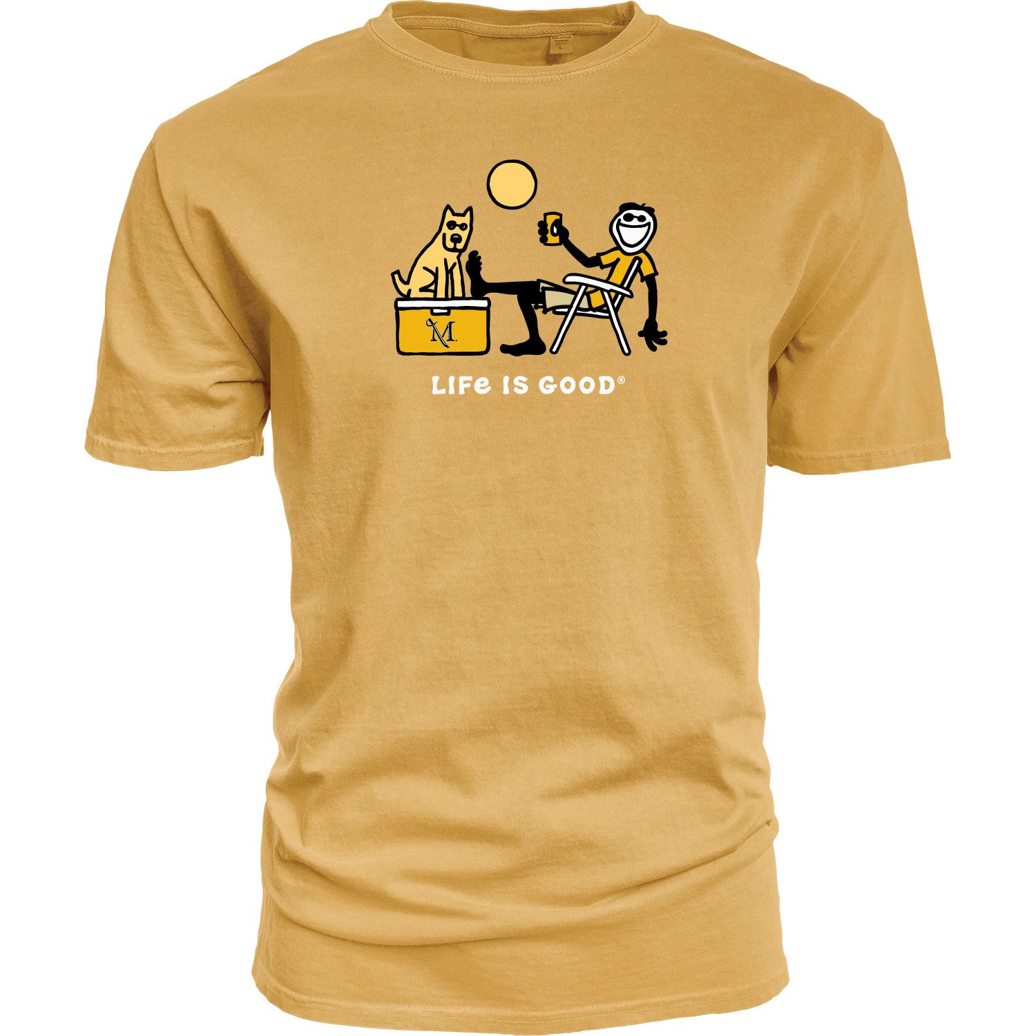 Life Is Good Jake Dog Foot Up Tee Mustard