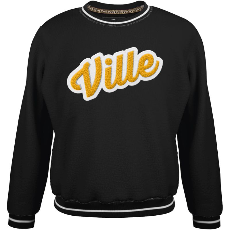 Slouchy Crew with Chenille Patch Black