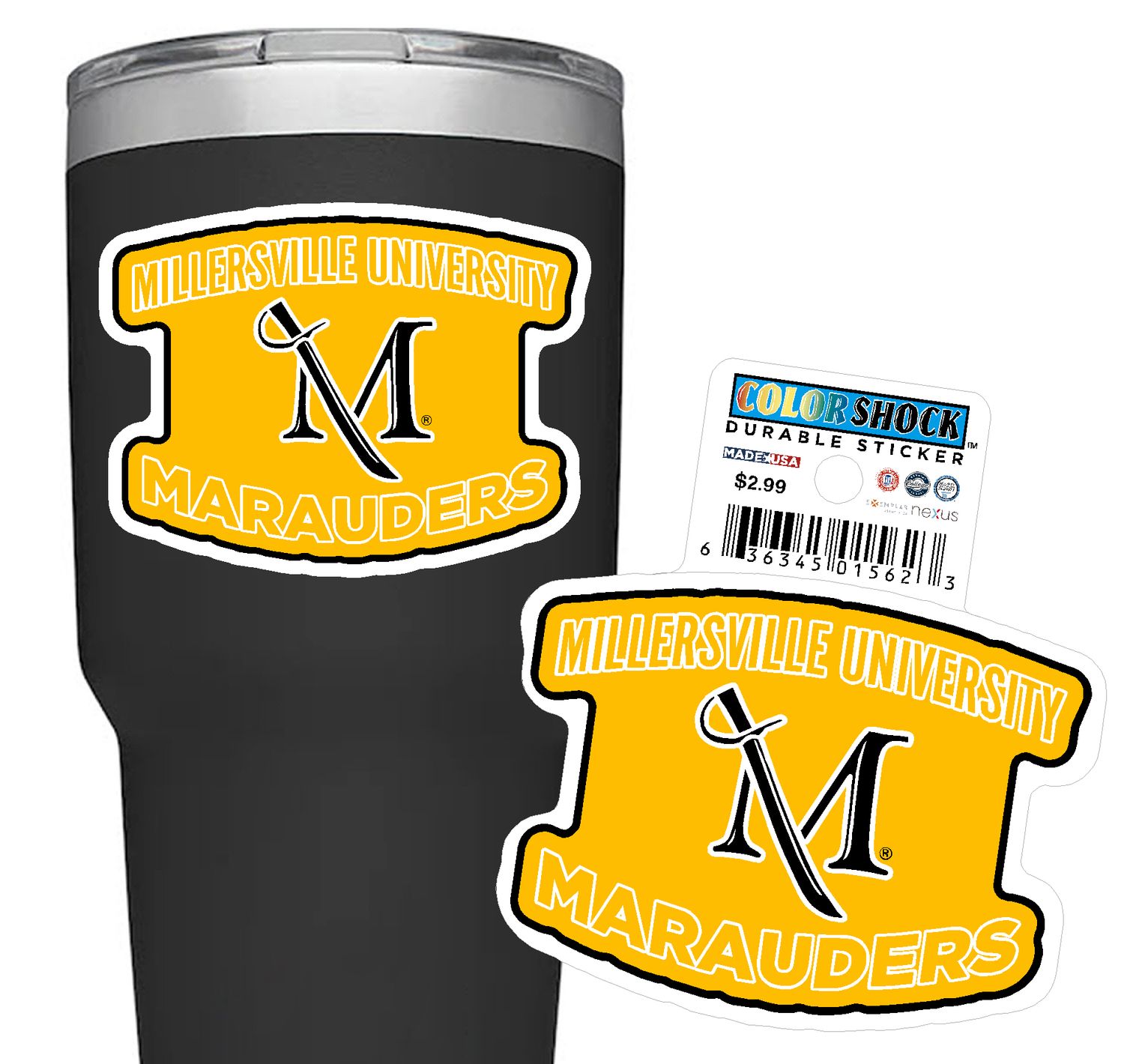 Gold Millersville University Marauders Durable Sticker