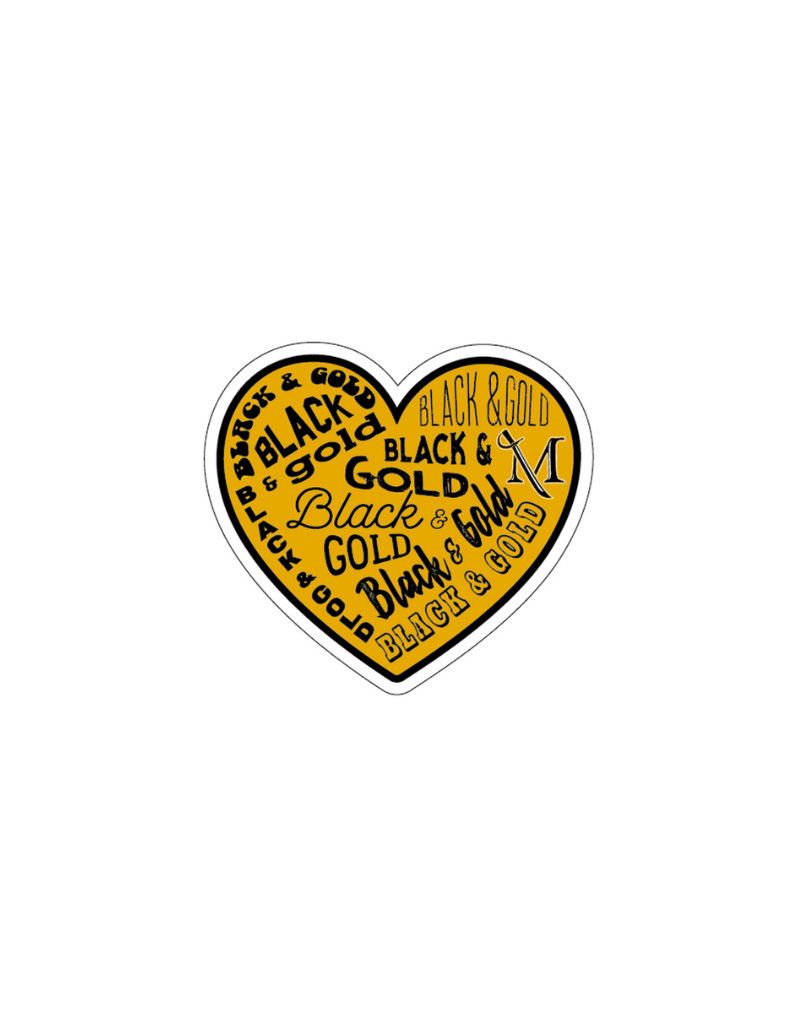 Black and Gold Heart Rugged Sticker 2"