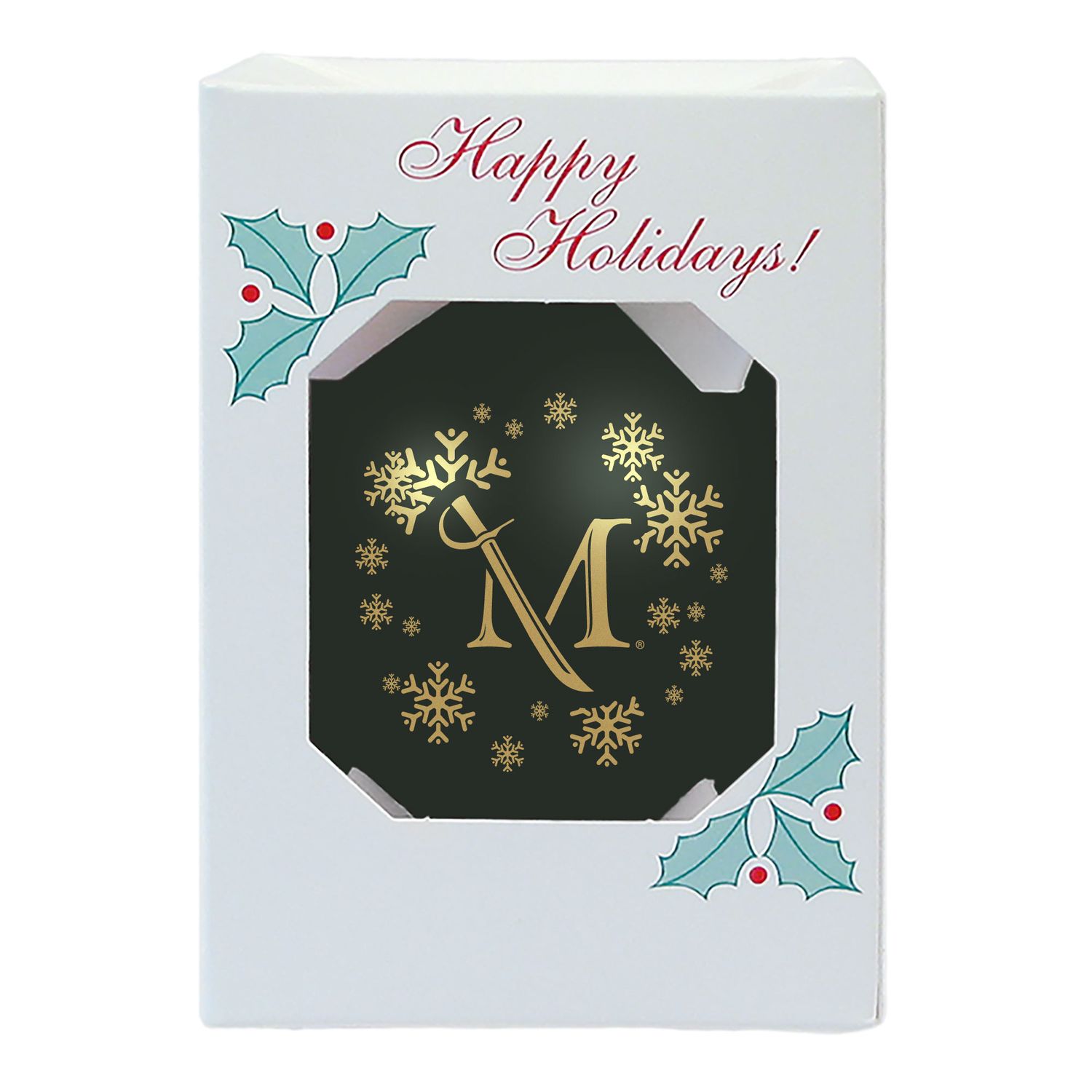 M Sword Snowflake Holiday Ornament, Color: Black