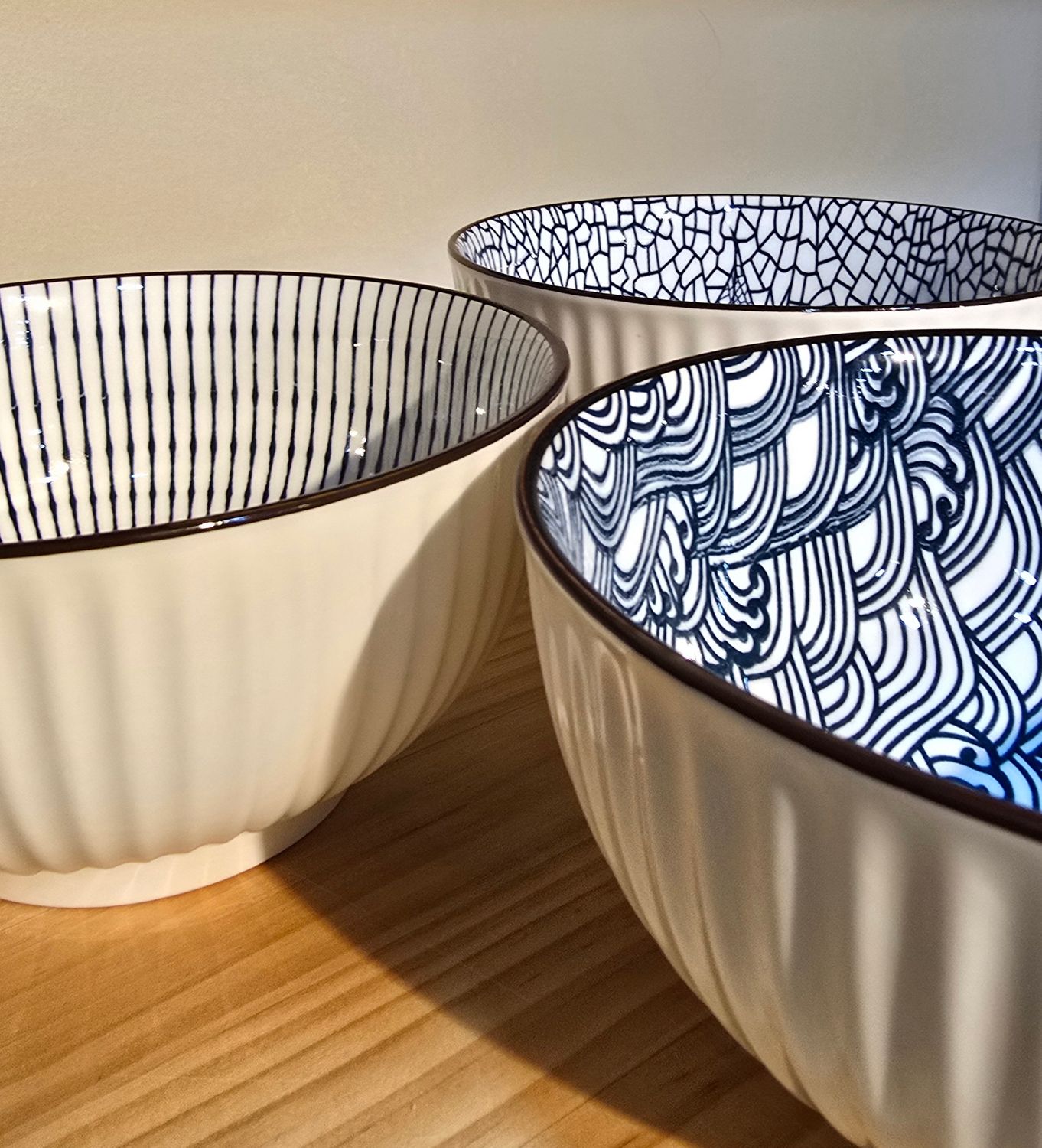 Ceramic glazed bowl set, 4 pieces, Size: 6''