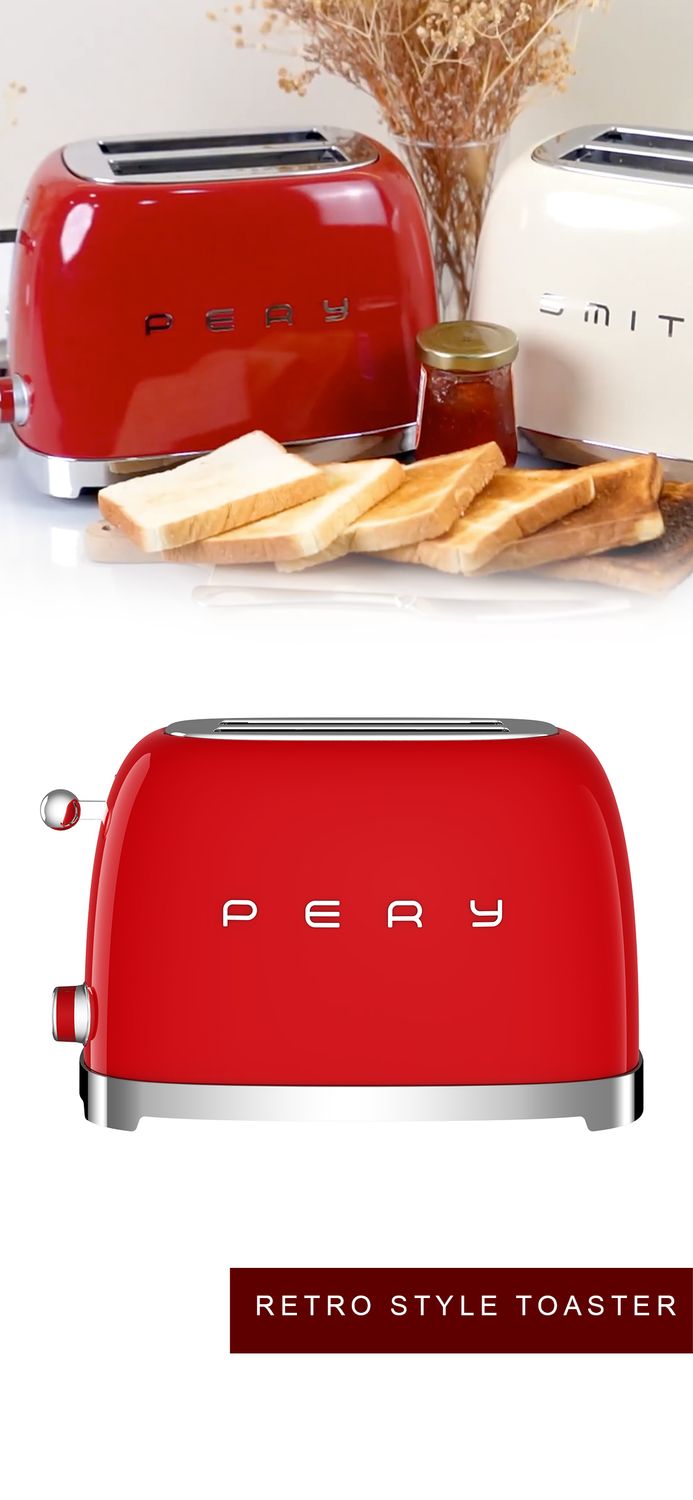 PERYSMITH TT1010 2 SLICE BREAD TOASTER RETRO SERIES - RED &amp; BEIGE-WHITE AVAILABLE