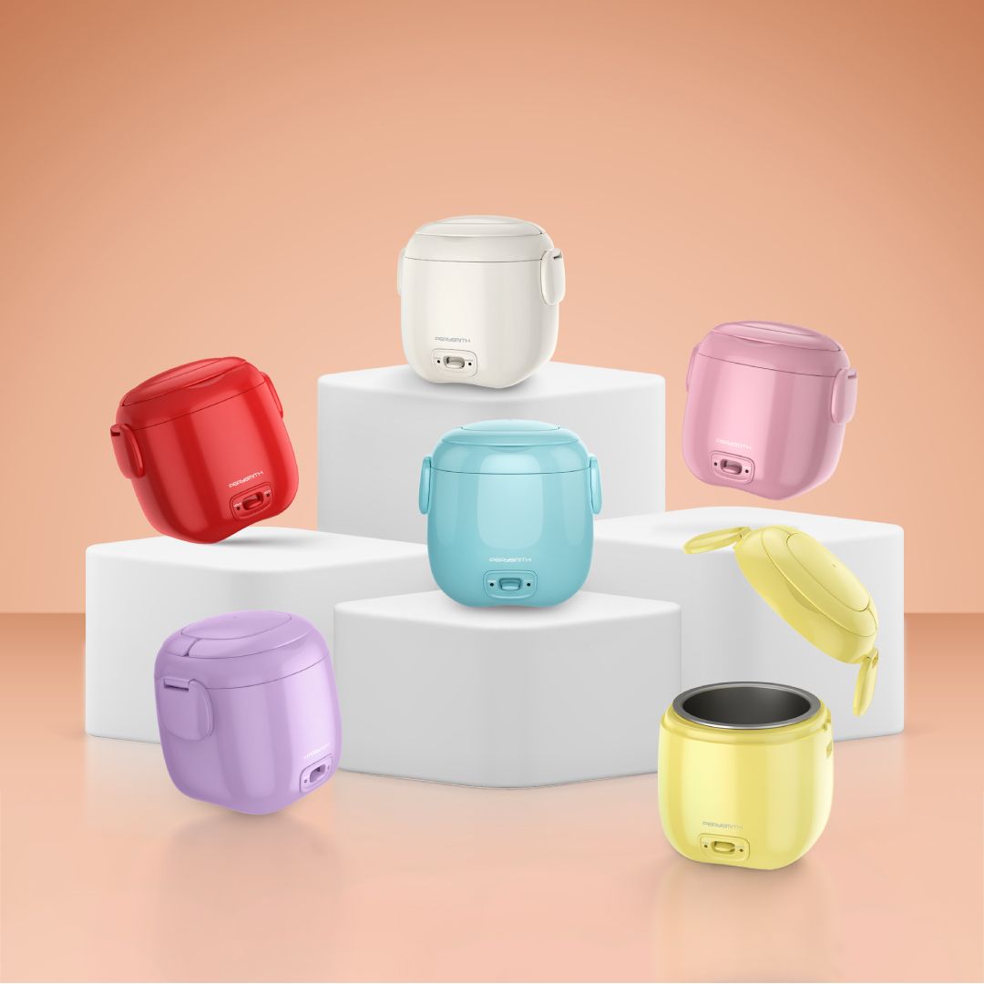PERYSMITH Q10 MINI RICE COOKER EASYCOOKING SERIES - AVAILABLE COLOURS PINK YELLOW AND RED