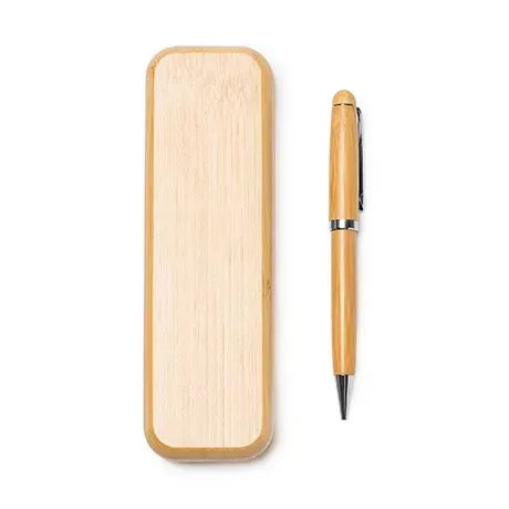 ​Estuche y Bolígrafo de Bambú Personalizado