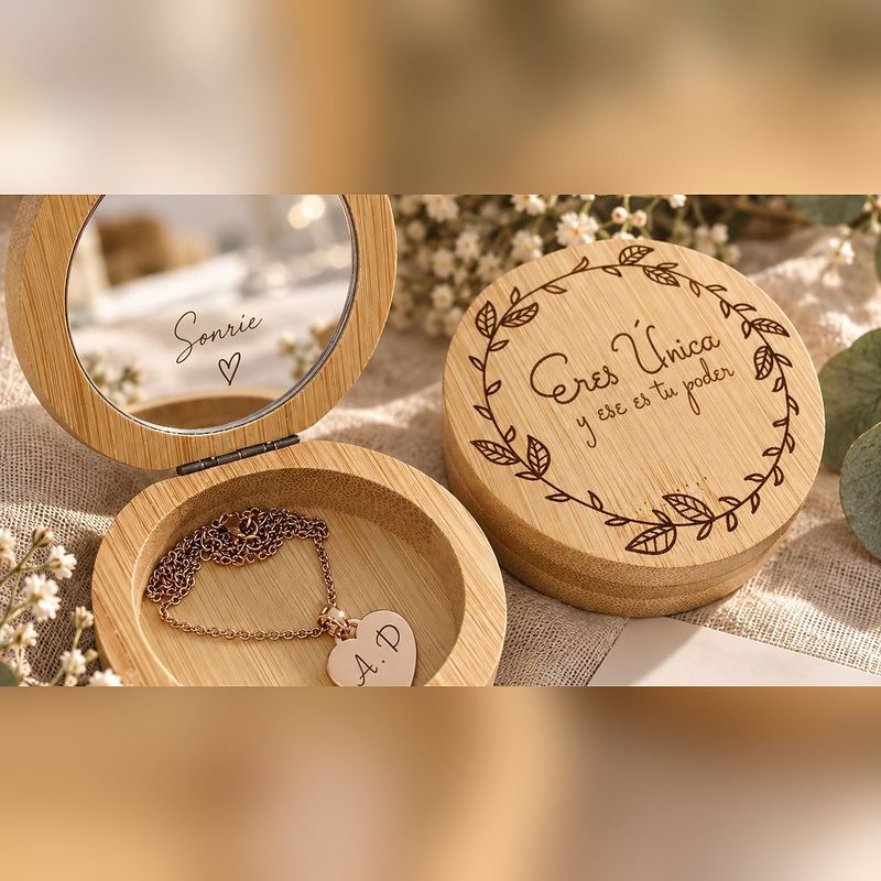 Joyero de bambú personalizado