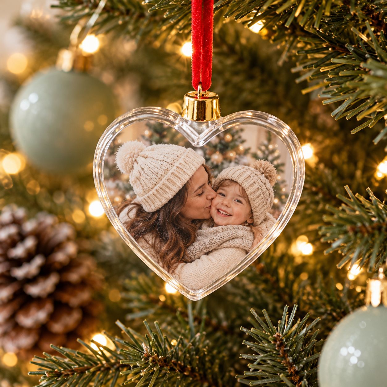 Adorno para el árbol con tu foto: corazón