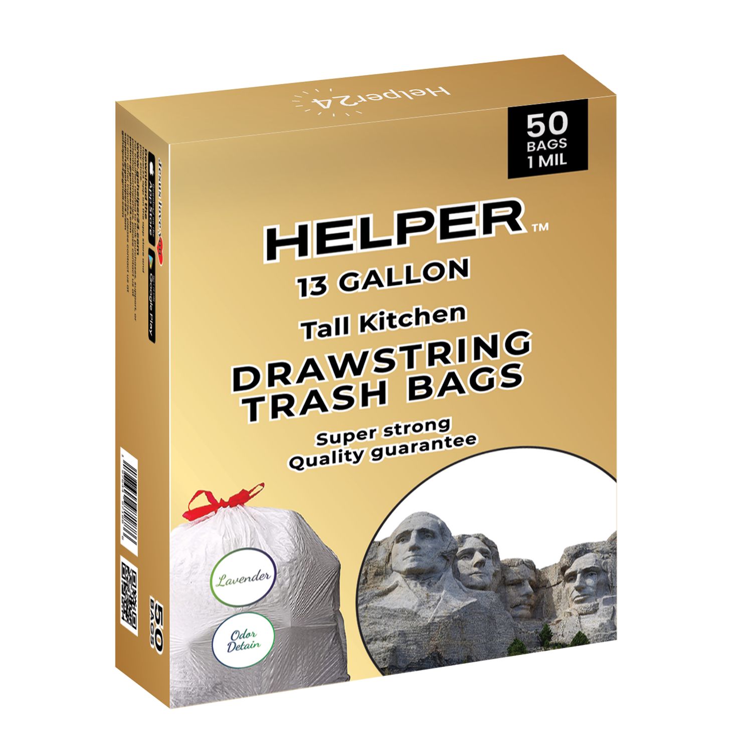 HELPER™ 13-Gallon Tall Kitchen Drawstring Trash Bags (50 Count) | Quick Task Shop