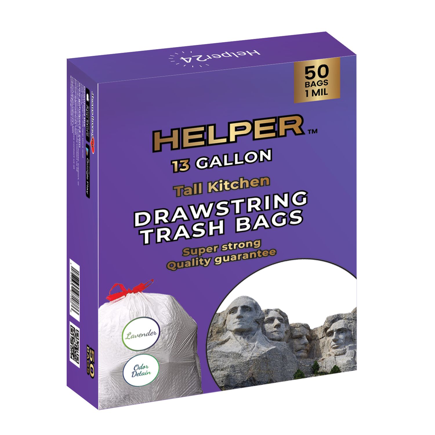 HELPER™ 13-Gallon Tall Kitchen Drawstring Trash Bags (50 Count) | Quick Task Shop