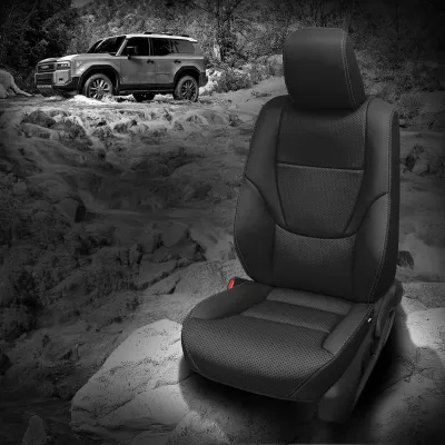 2025 Land Cruiser Hybrid Replacement Seat Covers - Black Wrap, Perf Body, Ice Grey Contrast Black Wrap, Perf Body, Ice Grey Contrast