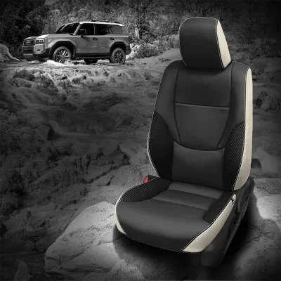 2025 Land Cruiser Hybrid Replacement Seat Covers - Pearl Wrap, Black Faces, Carbon Shadow Vinyl Wings, Pearl Contrast all stitch 2025 Land Cruiser Hybrid Replacement Seat Covers - Pearl Wrap, Black Faces, Carbon Shadow Vinyl Wings, Pearl Contrast all stitch
