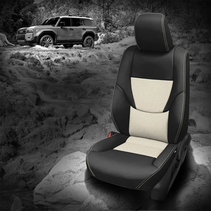 2025 Land Cruiser Hybrid Replacement Seat Covers - Black Wrap, Pearl Insert, Perf Insert, Pearl Contrast all stitch