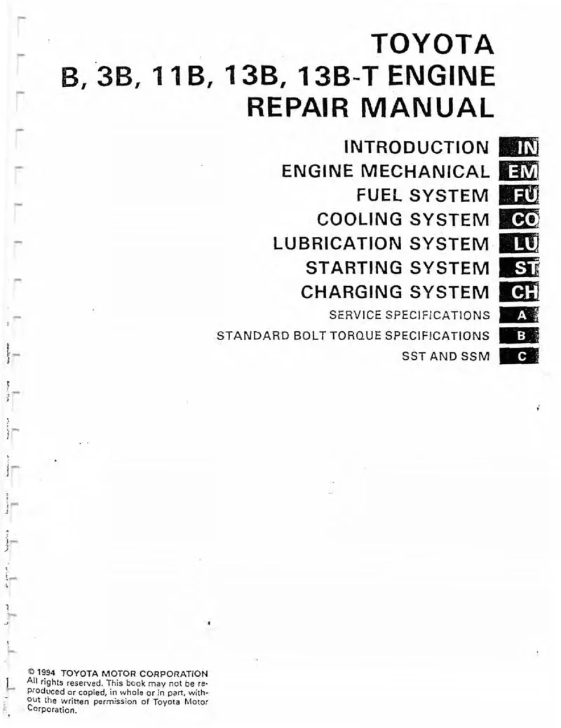 B, 3B, 11B, 13B, 13B-T Engine Repair Manual (1994)