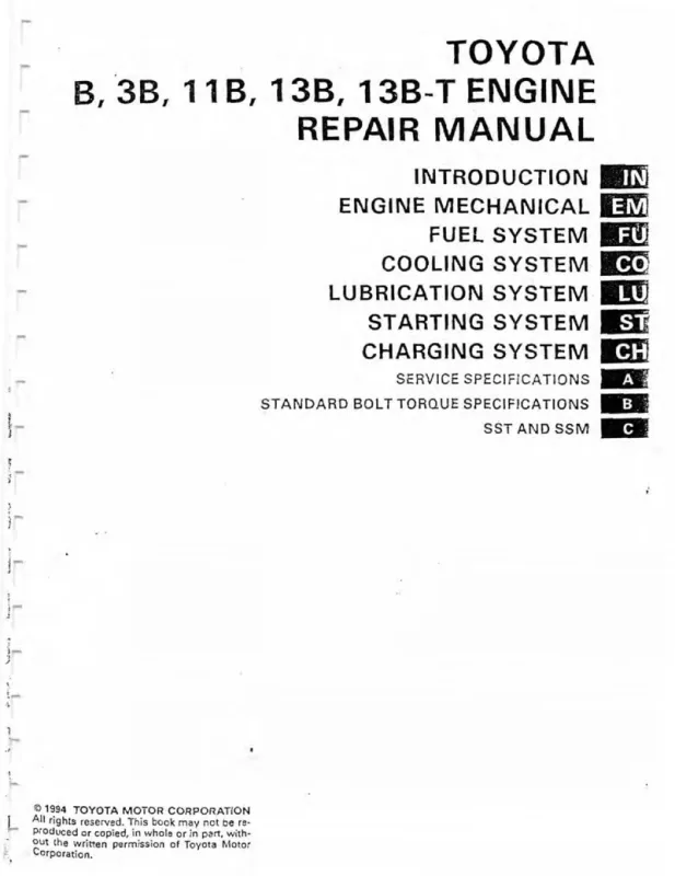 B, 3B, 11B, 13B, 13B-T Engine Repair Manual (1994)