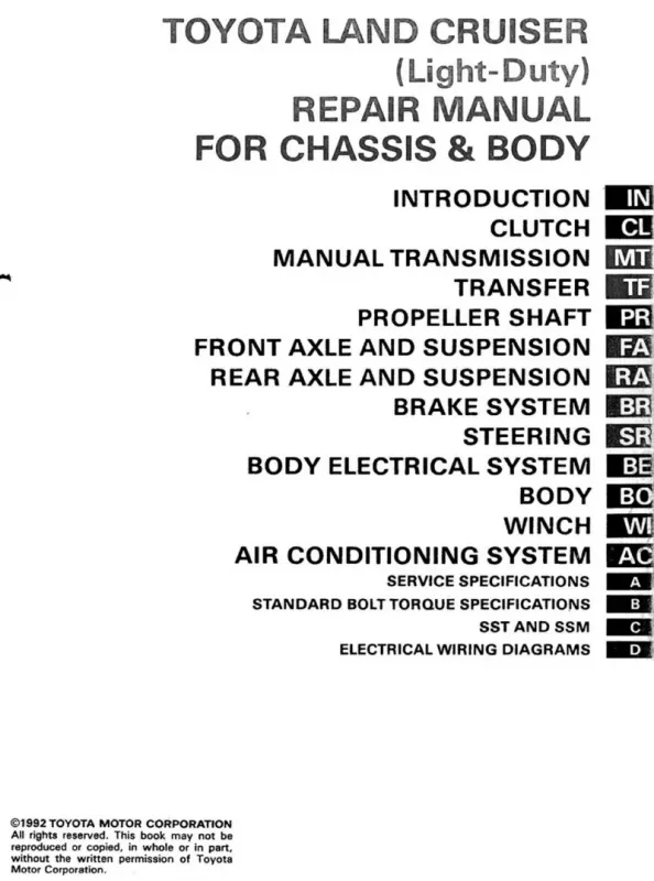 1992 LJ70 RJ70 chassis body manual