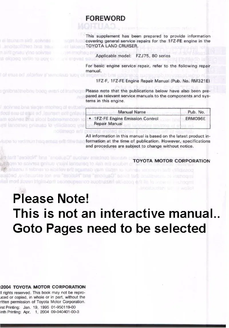 1994 FZJ80 Chassis and Body Repair Manual