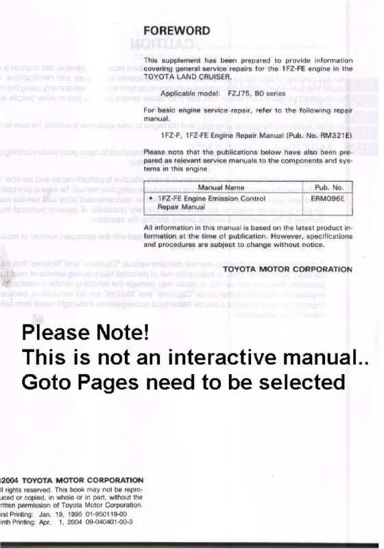 1994 FZJ80 Chassis and Body Repair Manual