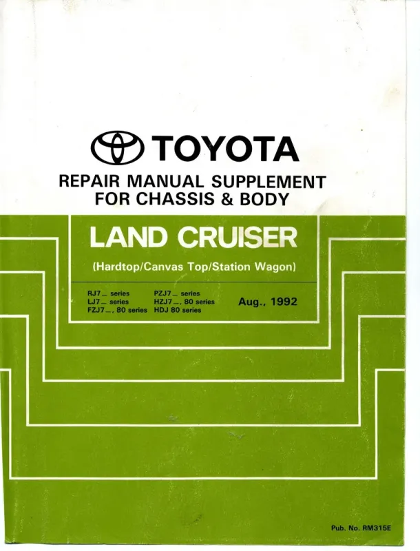 1992 Supplemental Chassis and Body Repair Manual RM315E
