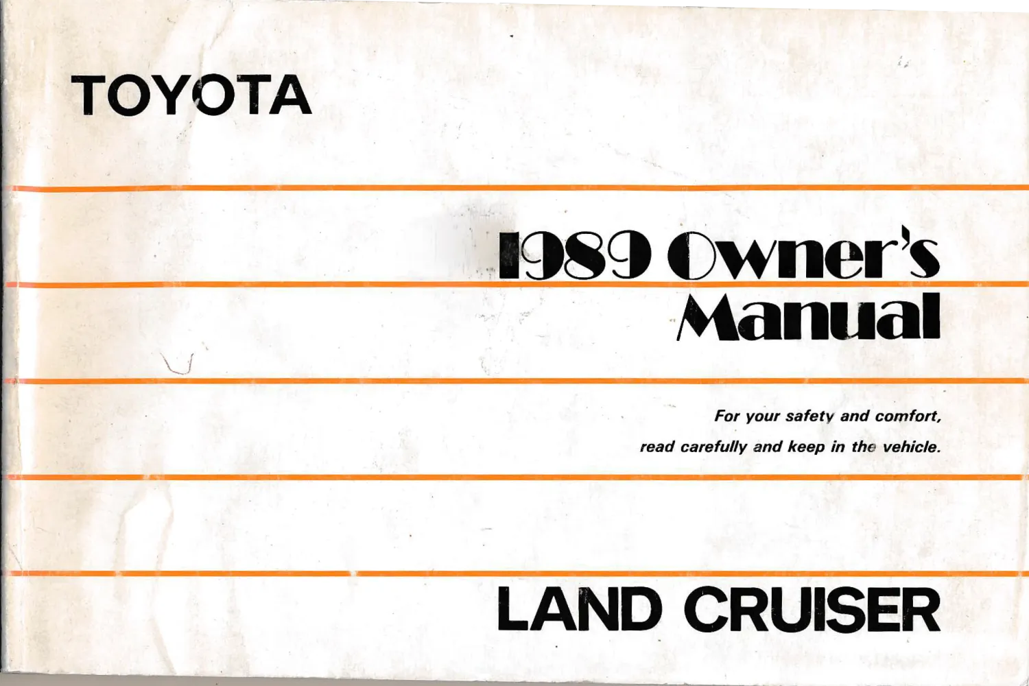 1989 Land Cruiser Owner's Manual US