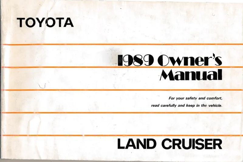 1989 Land Cruiser Owner's Manual US