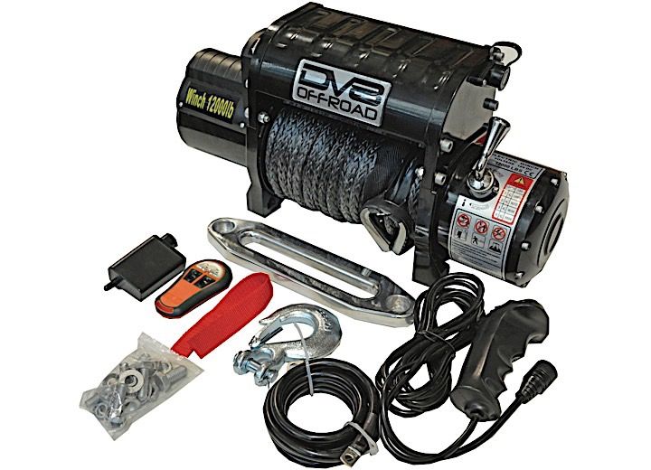 12000 LB DV8 winch black with synthetic rope and wireless remote