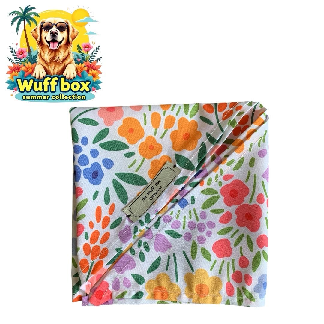 White Floral Print Bandana