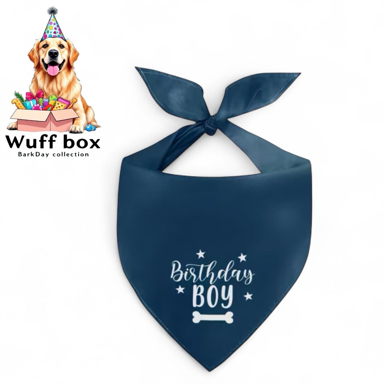 Navy Blue BarkDay Boy Bandana