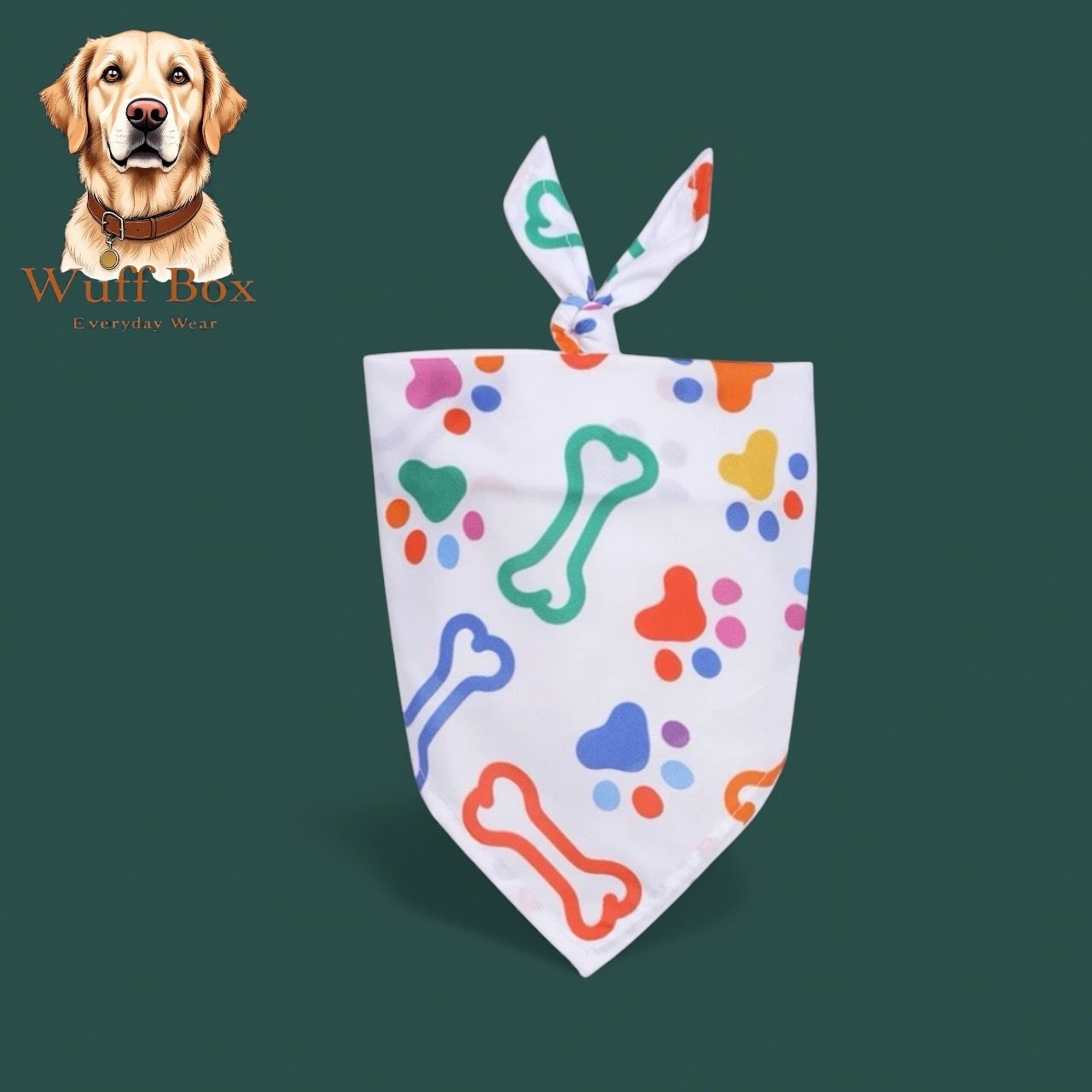 Multicolored Bone &amp; Paw Bandana