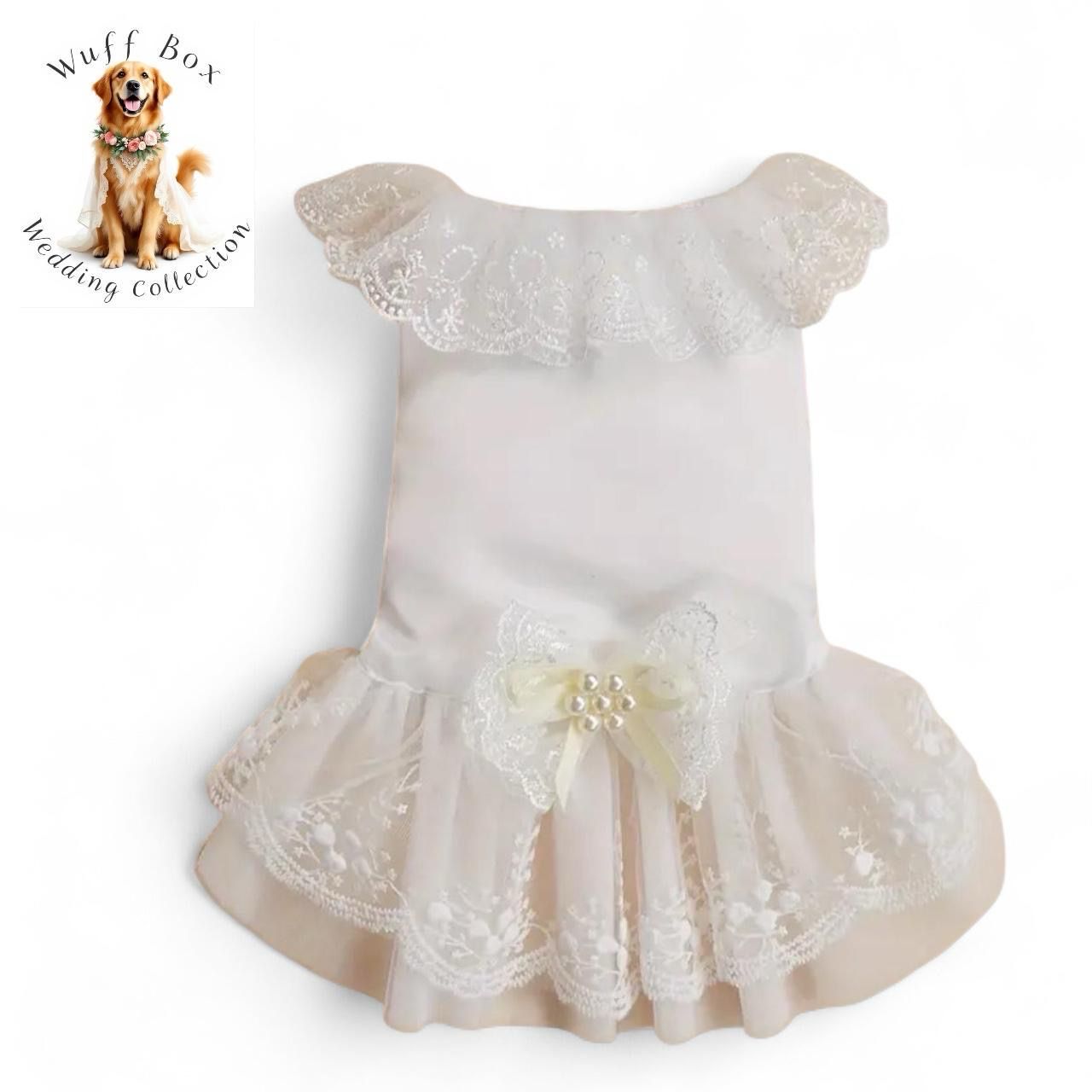 Lace Pearl Bowknot Wedding Dress