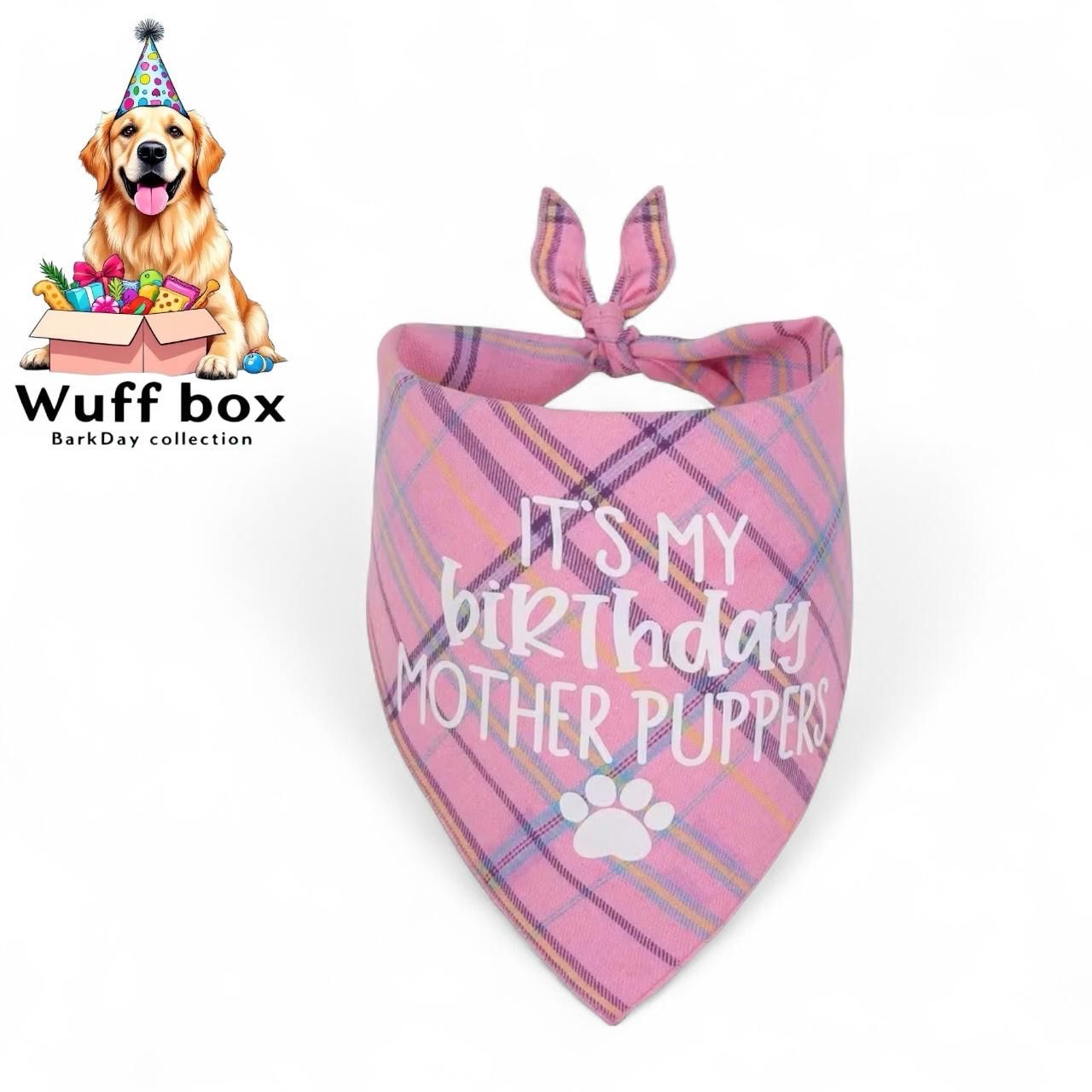 Checkered “It’s My Birthday Mother Puppers” Bandana