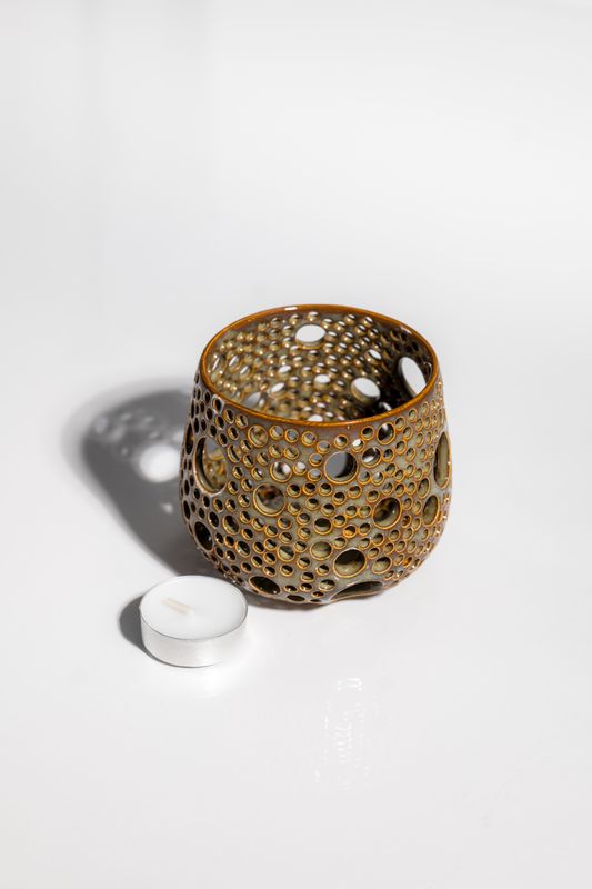 Serendipity ceramic art candleholder handmade CORTERRA