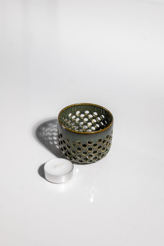 CORTERRA Clay ceramic candleholder with holes