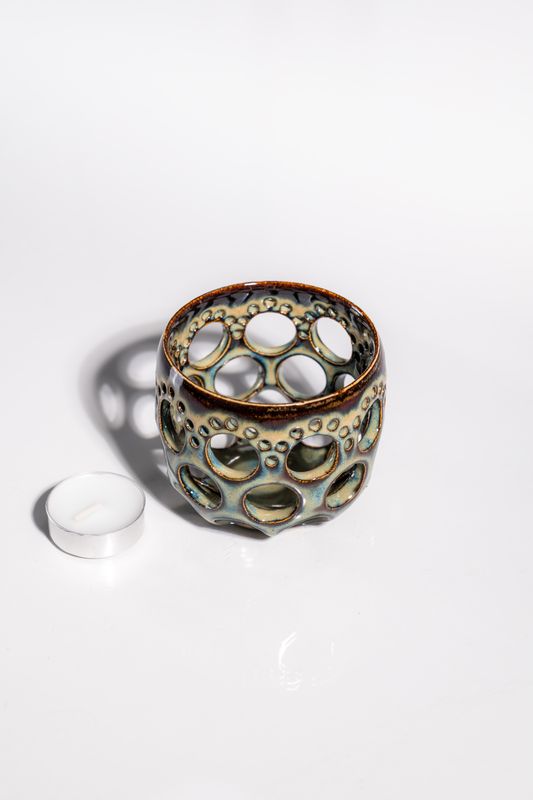 Lightweight, airy ceramic table centerpiece handmade by ceramic artists in Gig Harbor, WA. Wheel thrown art