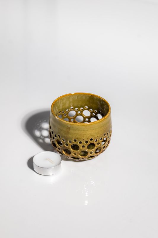 CONTEMPORARY HANDMADE CERAMIC CANDLEHOLDER BY LOCAL ARTIST